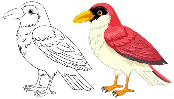 Un cartone animato vettoriale illustrazione di un uccello in piedi da solo su uno sfondo bianco - Vettoriali, immagini