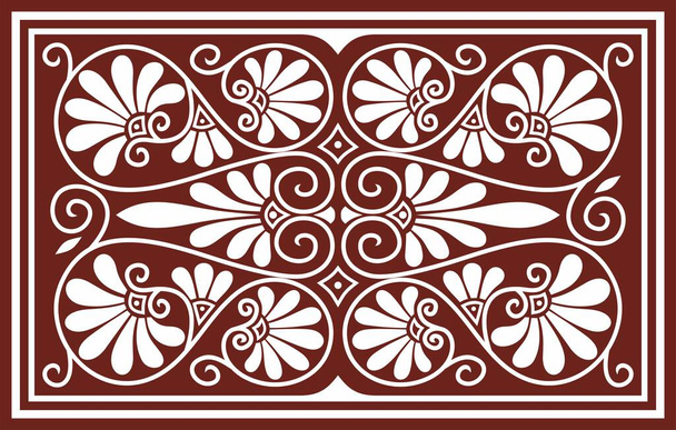 Wektor czerwony i czarny kolorowy kwadratowy ornament starożytnej Grecji. Klasyczny wzór płytek Imperium Rzymskiego - Wektor, obraz