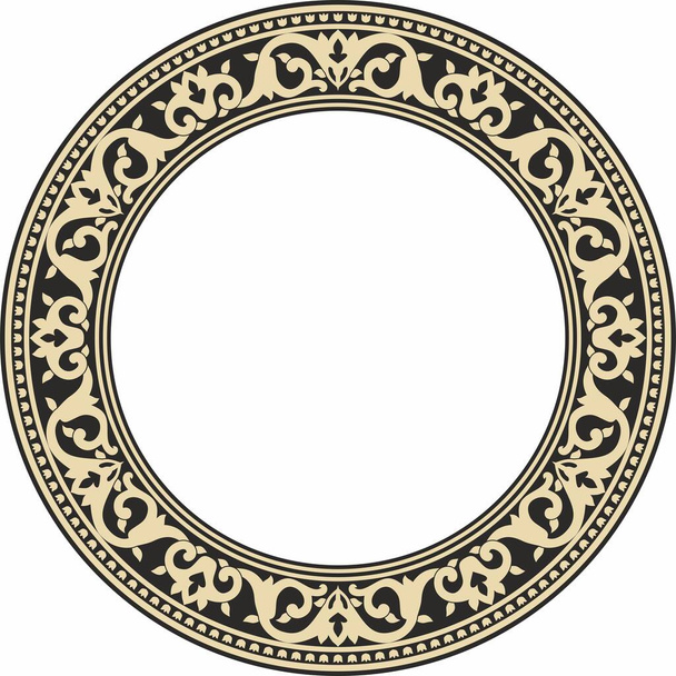Векторний золотий і чорний круглий турецький орнамент. Нескінченний національний кордон, рамка
 - Вектор, зображення