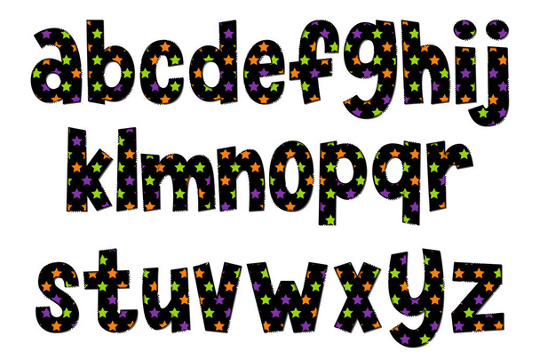 Handcrafted Halloween Party Letters. Color Creative Art Typographic Design - Vector, Image