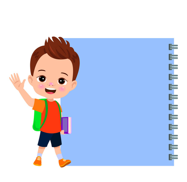 Το κείμενό σας εδώ χαριτωμένο αγόρι κρατώντας χαρτί σημείωμα - Διάνυσμα, εικόνα