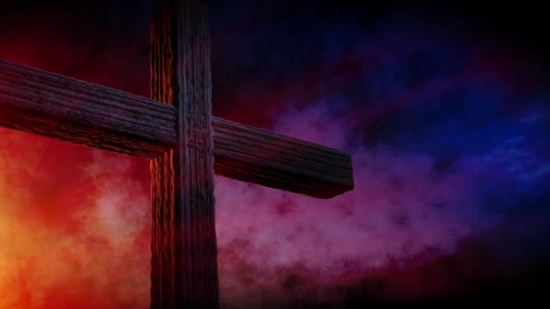 Γολγοθάς σταυρό του Χριστού και το ήλιο να ανατέλλει ουρανό - Πλάνα, βίντεο