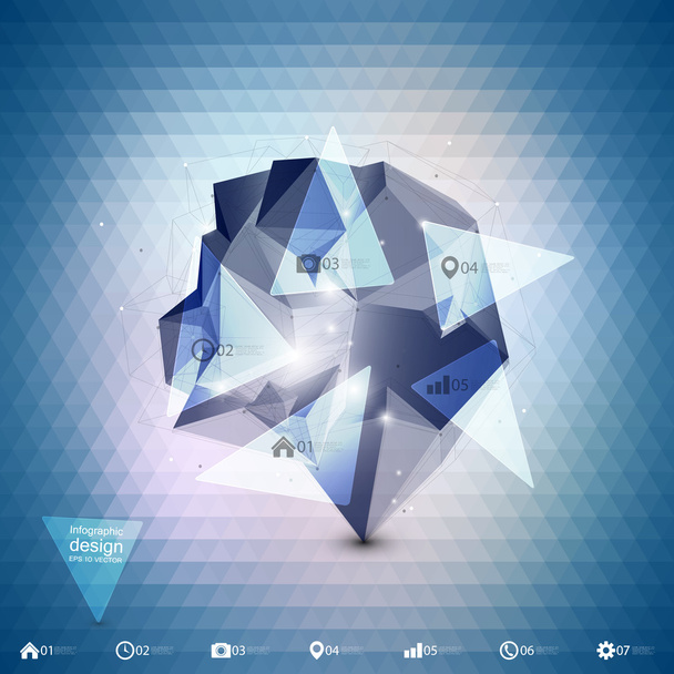 Abstract dimensional polygonal geometric infographic, triangle style background for modern design - Vektor, obrázek