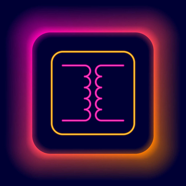 Glowing neon line Electrical transformer icon isolated on black background. Colorful outline concept. Vector - Vektor, Bild
