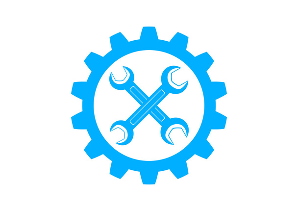 Niebieski przemysłowy ikona na białym tle - Wektor, obraz
