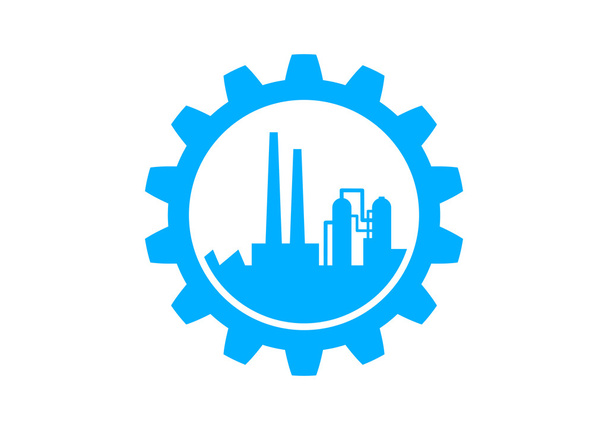 Icono industrial azul sobre fondo blanco
 - Vector, Imagen
