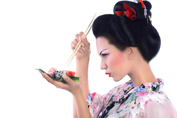 Japonská žena s suši - Fotografie, Obrázek