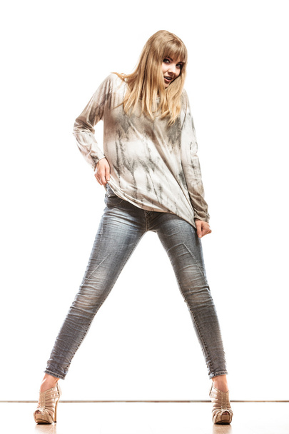 blonde fashionable girl in bright tshirt - Valokuva, kuva
