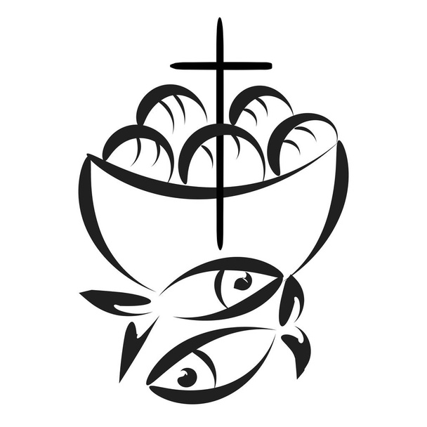 Projekt Chrześcijańskiego symbolu do druku lub wykorzystania jako plakat, karta, ulotka, naklejka, tatuaż lub koszulka - Wektor, obraz
