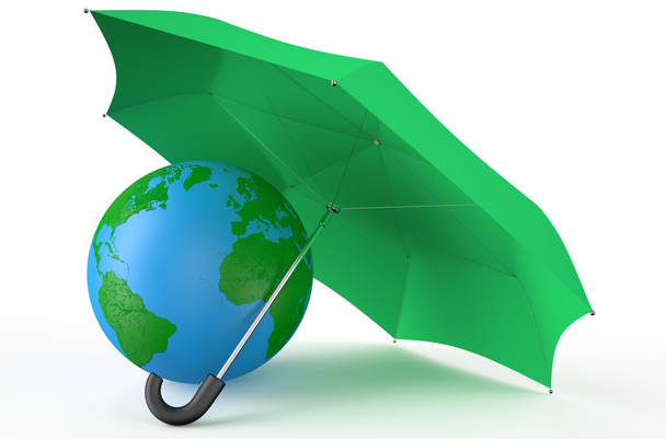 earth covered by green umbrella - Foto, Imagem