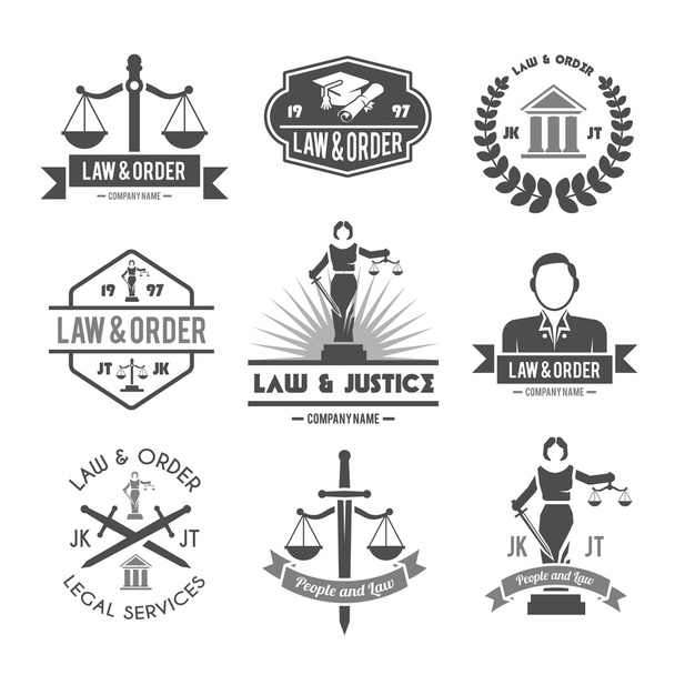 Law labels icons set - Vector, Image