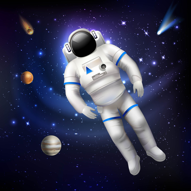 Uzayda Astronot - Vektör, Görsel