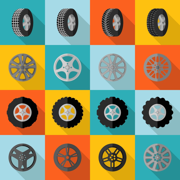 ícone de pneu plana
 - Vetor, Imagem