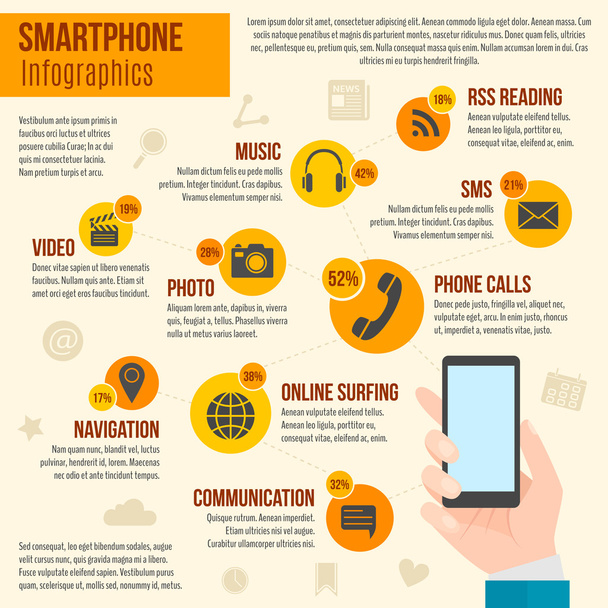 Smartphone Infographics Set - Vektor, kép