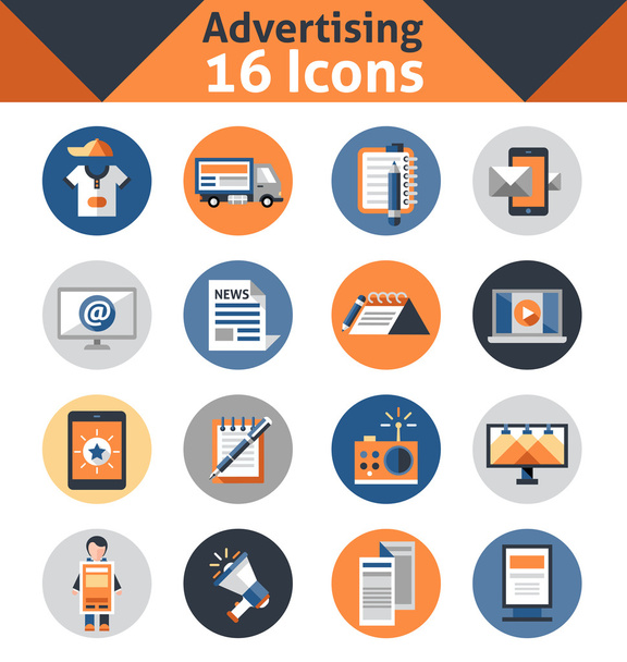 Advertising Icons Set - Vector, Image