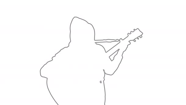 Musicien avec sélection de contours noirs guitare sur fond blanc - Séquence, vidéo