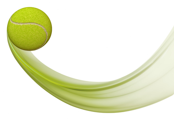 Теннисный мяч летит, Иллюстрация теннисного мяча в движении
 - Фото, изображение