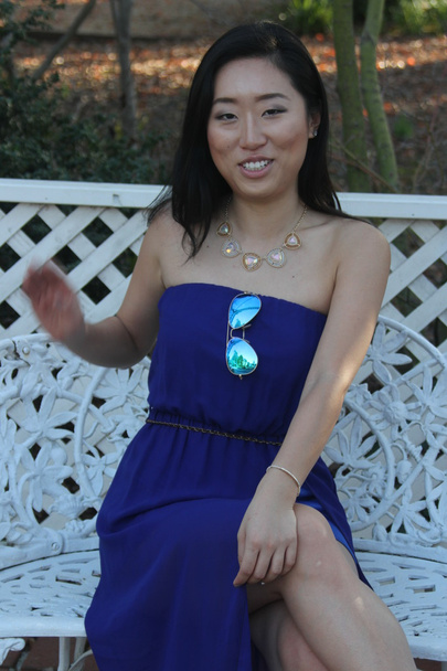 Pretty Chinese  girl in a blue dress - Valokuva, kuva