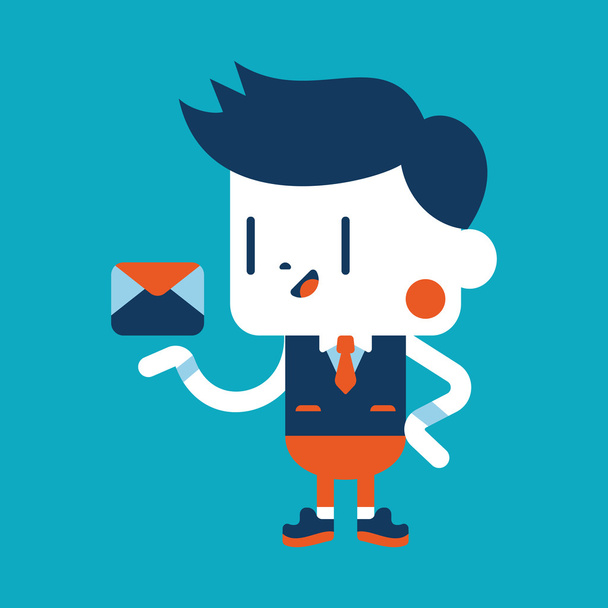 Character illustration design. Businessman sending letter cartoo - Vector, afbeelding