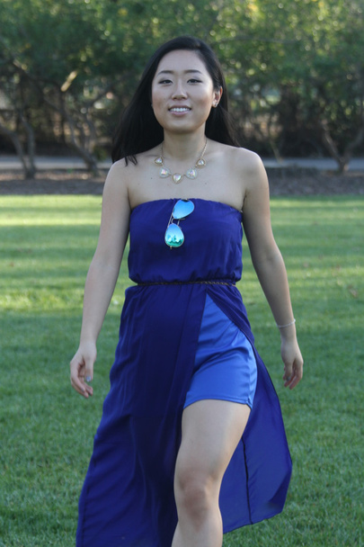 Pretty Chinese  girl in a blue dress - Foto, Bild