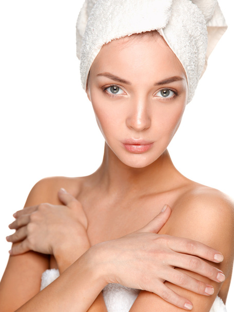 Beautiful woman with a towel on his head - Foto, immagini