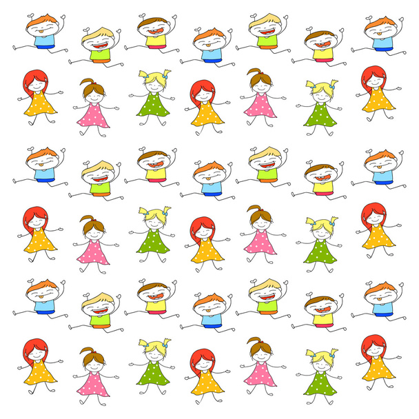 Handzeichnung Zeichentrickfigur glückliche Kinder - Vektor, Bild