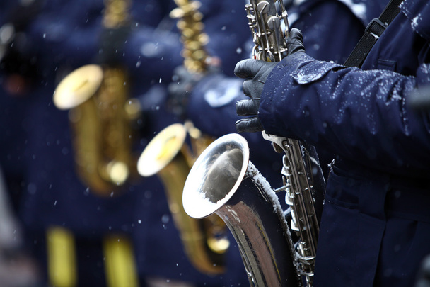Winter saxophone - Foto, Imagen