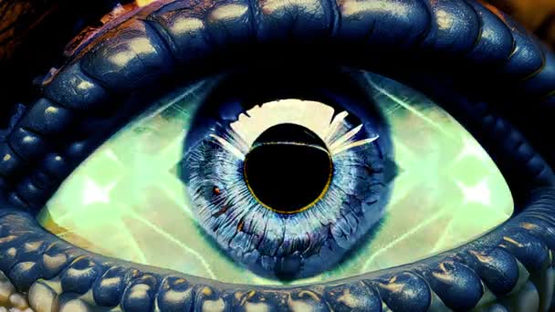 Este video de ilustración de ojos alienígenas en 3D en bucle sin fisuras presenta un plano de primer plano extremo de un ojo de criatura con fluidos y formas trippy jugando encima de él. - Imágenes, Vídeo