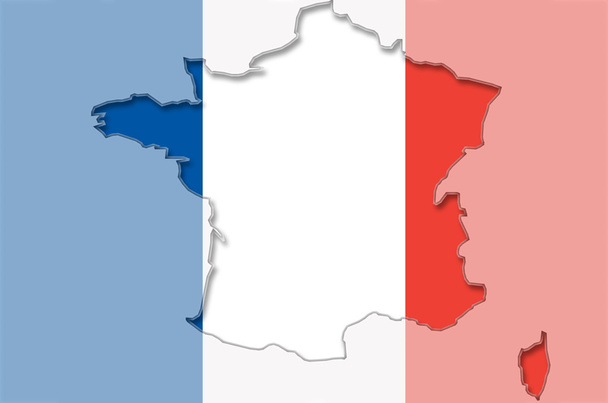 Карта структури Франції з прозорого австрійської прапор - Фото, зображення