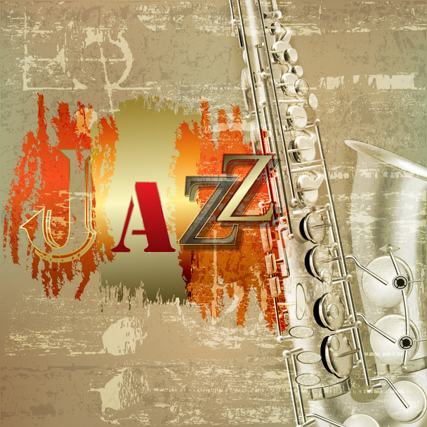 abstract grunge piano background with saxophone - Vector, Image