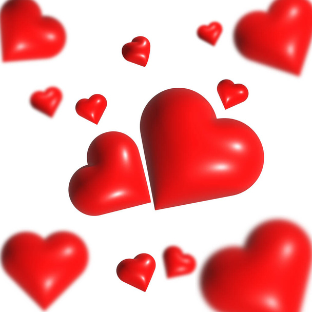 3 d hart met rode harten - Vector, afbeelding