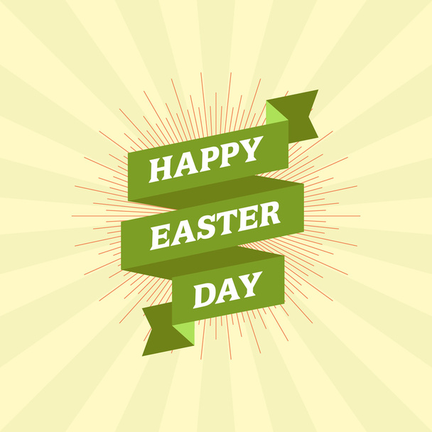 Happy Easter Day vintage holiday badge design. Vector design greetings card or poster with blurred green backdrop - Vektor, Bild