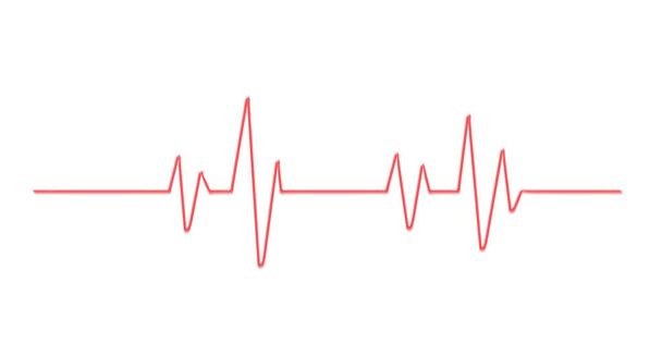 Icona del battito cardiaco rosso. Pulse Rate Monitor su sfondo bianco. Illustrazione vettoriale. - Vettoriali, immagini