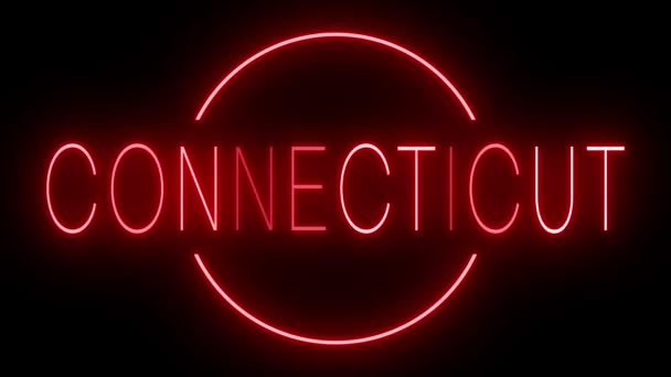Rood flikkerend en knipperend neon teken voor Connecticut - Video