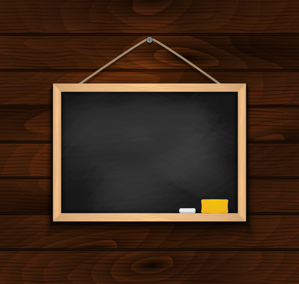Chalkboard on wood background  - Vector, Image