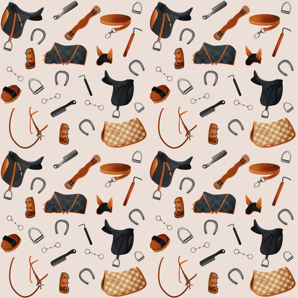 Equestrian equipment seamless - Vector, Image