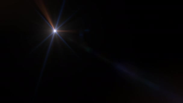 Monivärinen optinen linssi soihdut valo vilkkuu burst animaatio vaikutuksia tumma tausta. - Materiaali, video