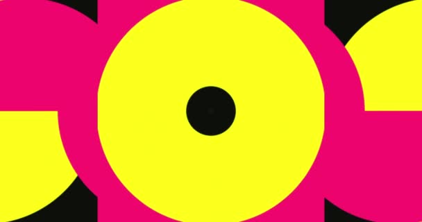 Moderne Schleife Animiertes geometrisches Muster oder Hintergrund. Geometrisches Bewegungsdesign in 4K-Auflösung in rosa, gelb und schwarz. Abstrakte bewegliche Formen Hintergrund mit Kreisen und Dreiecken.  - Filmmaterial, Video