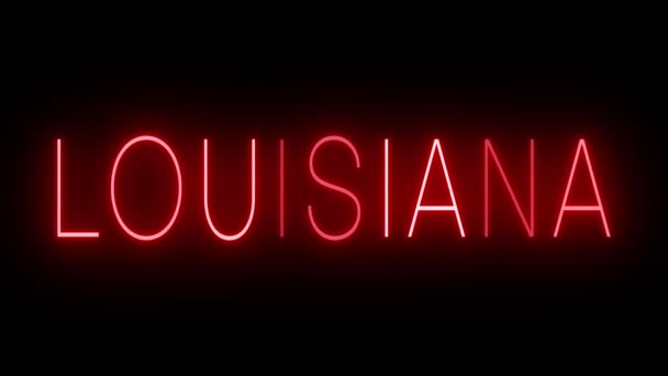 Rosso tremolante e lampeggiante cartello al neon per la Louisiana - Filmati, video