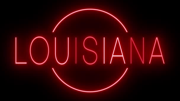 Sinal de néon piscando e cintilando vermelho para Louisiana - Filmagem, Vídeo