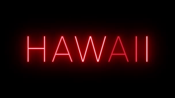 Sinal de néon piscando e cintilando vermelho para Havaí - Filmagem, Vídeo