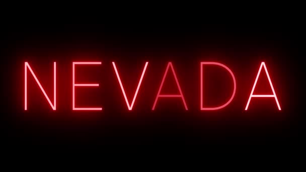 Sinal de néon piscando e cintilando vermelho para Nevada - Filmagem, Vídeo