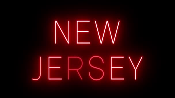 Sinal de néon piscando e cintilando vermelho para New Jersey - Filmagem, Vídeo