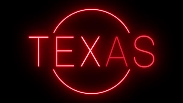 Sinal de néon piscando e cintilando vermelho para Texas - Filmagem, Vídeo