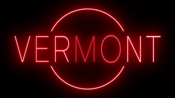 Rosso tremolante e lampeggiante cartello al neon per il Vermont - Filmati, video