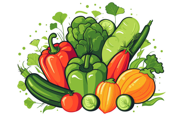 flat illustration of Vegetable vector, Vegetable drawn vector icons set , vector Vegetable  - Vector, Image