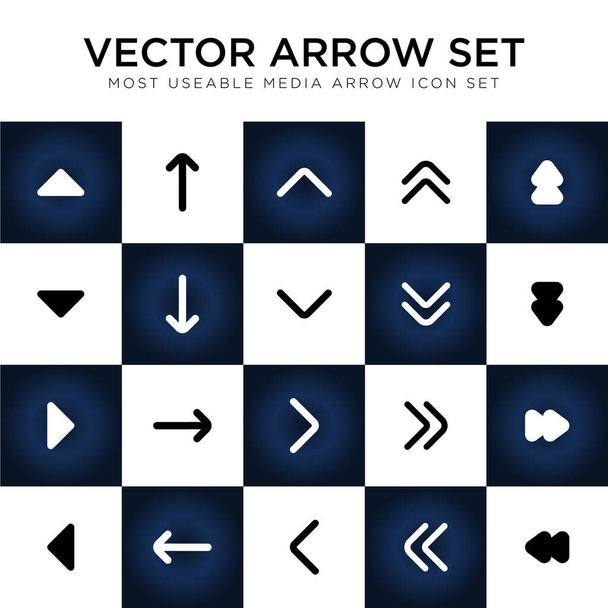 Flechas vectoriales más útiles conjunto de color blanco y negro - Vector, imagen