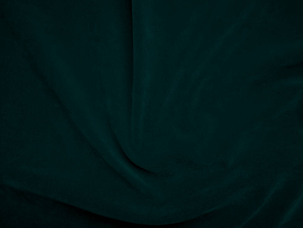 Dark green velvet fabric texture used as background. Peacock color panne fabric background of soft and smooth textile material. crushed velvet .luxury emerald tone for silk..	 - Foto, imagen