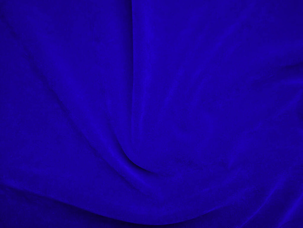 Dark blue velvet fabric texture used as background. Sky color panne fabric background of soft and smooth textile material. crushed velvet .luxury cobalt tone for silk.	 - Фото, зображення