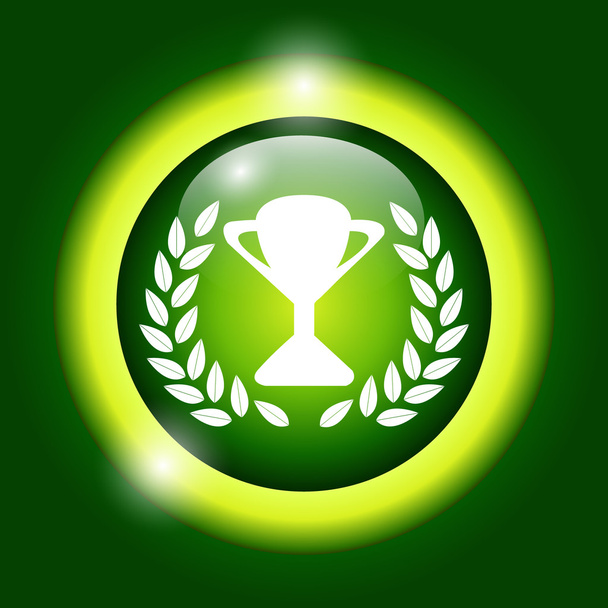 Trophy and awards icon on green background. Vector illustration. - Vector, Image